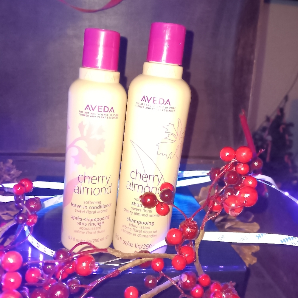 AVEDA Cherry Almond Hair Conditioner and Shampoo - Pink and Cream